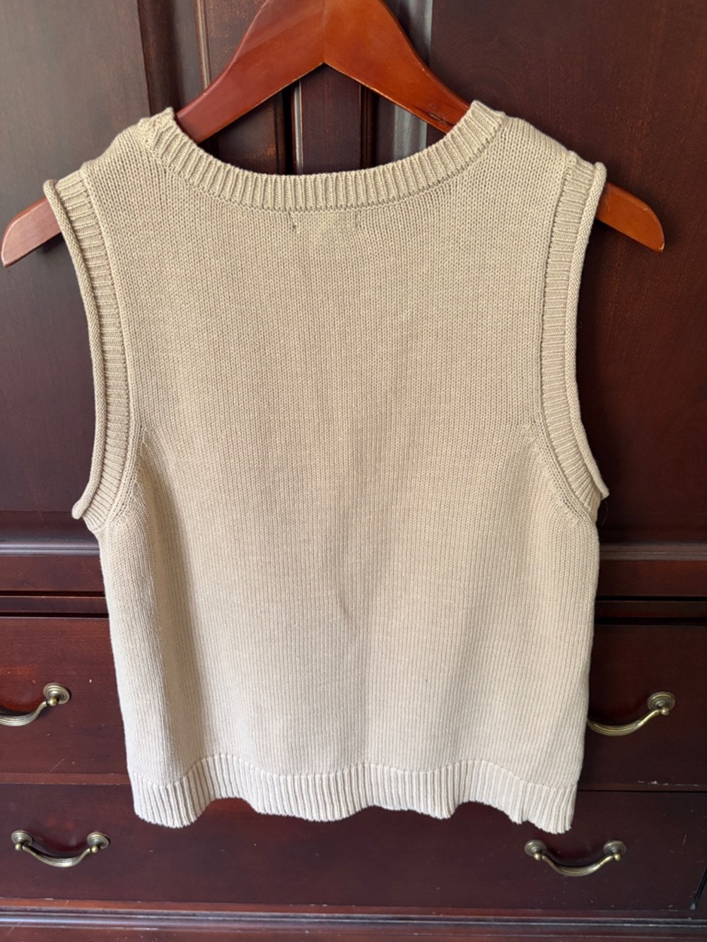 Halogen for Nordstrom Oxford Tan Cotton Sleeveless Sweater - Picture 4 of 4